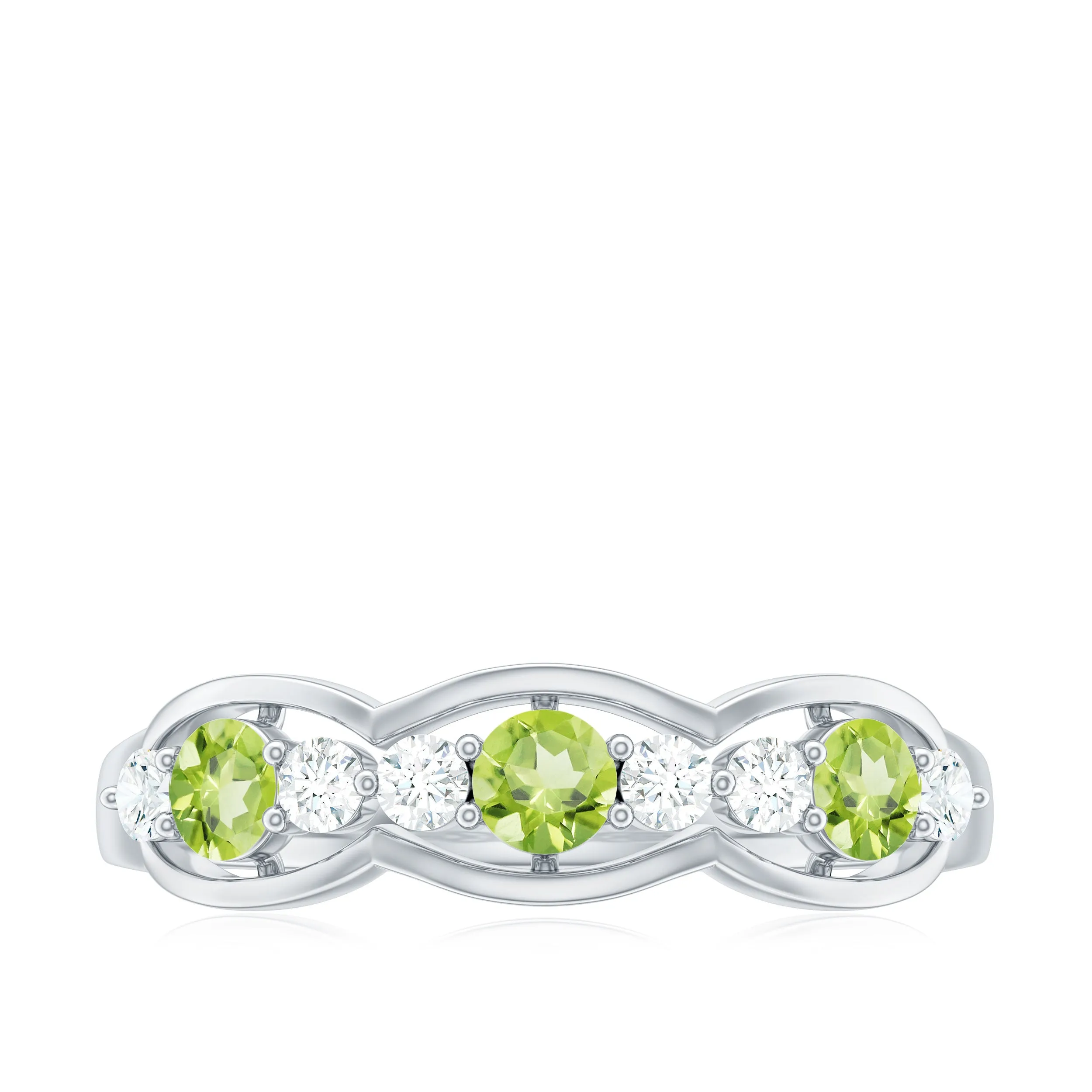 Peridot and Diamond Wedding Anniversary Ring