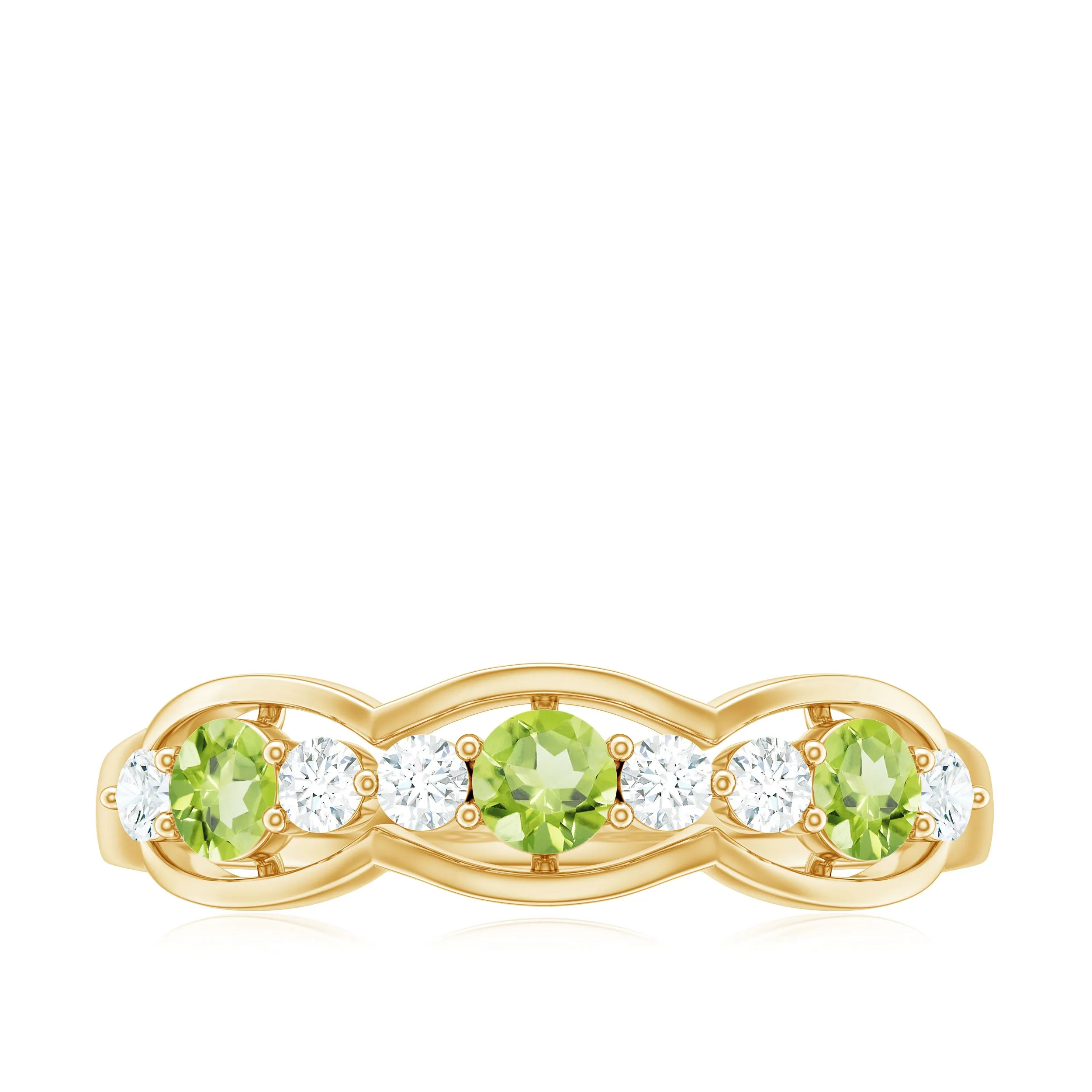 Peridot and Diamond Wedding Anniversary Ring