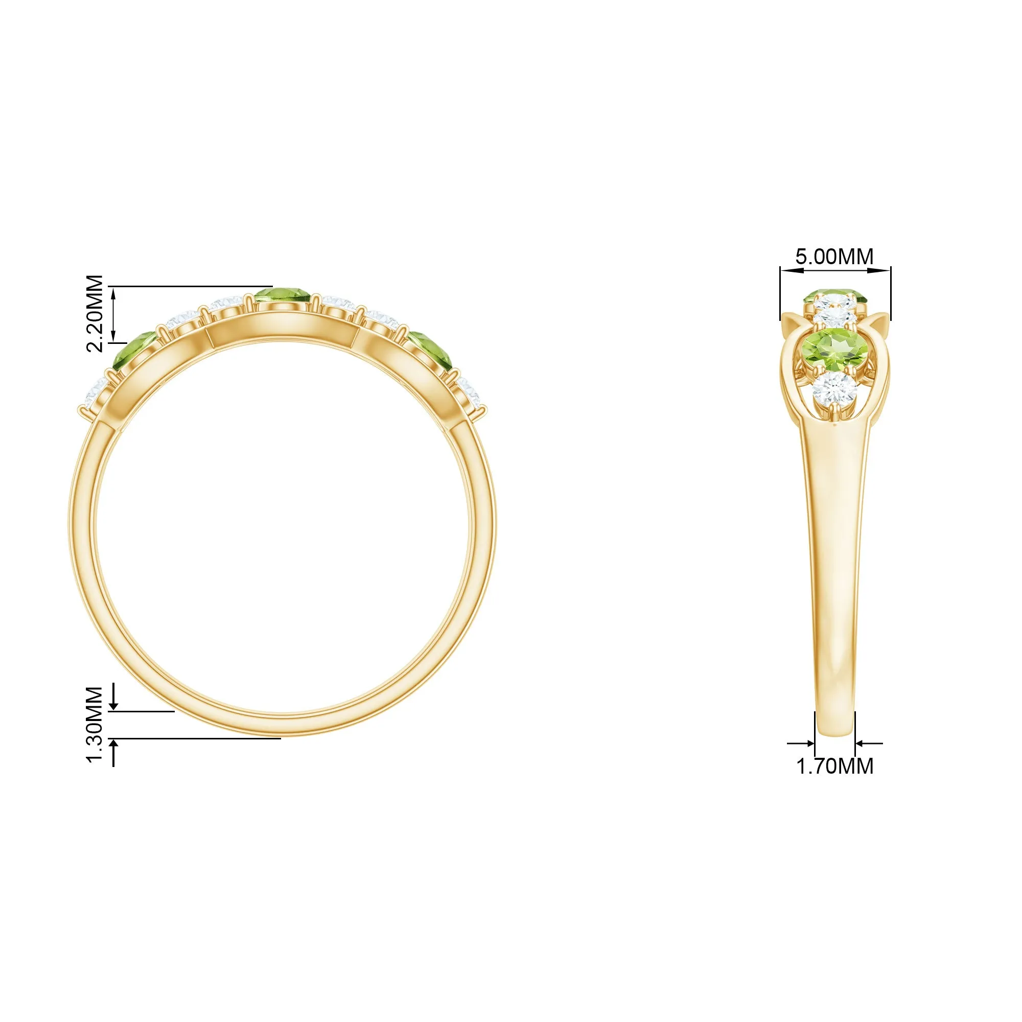 Peridot and Diamond Wedding Anniversary Ring