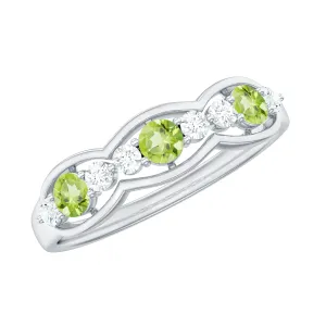 Peridot and Diamond Wedding Anniversary Ring