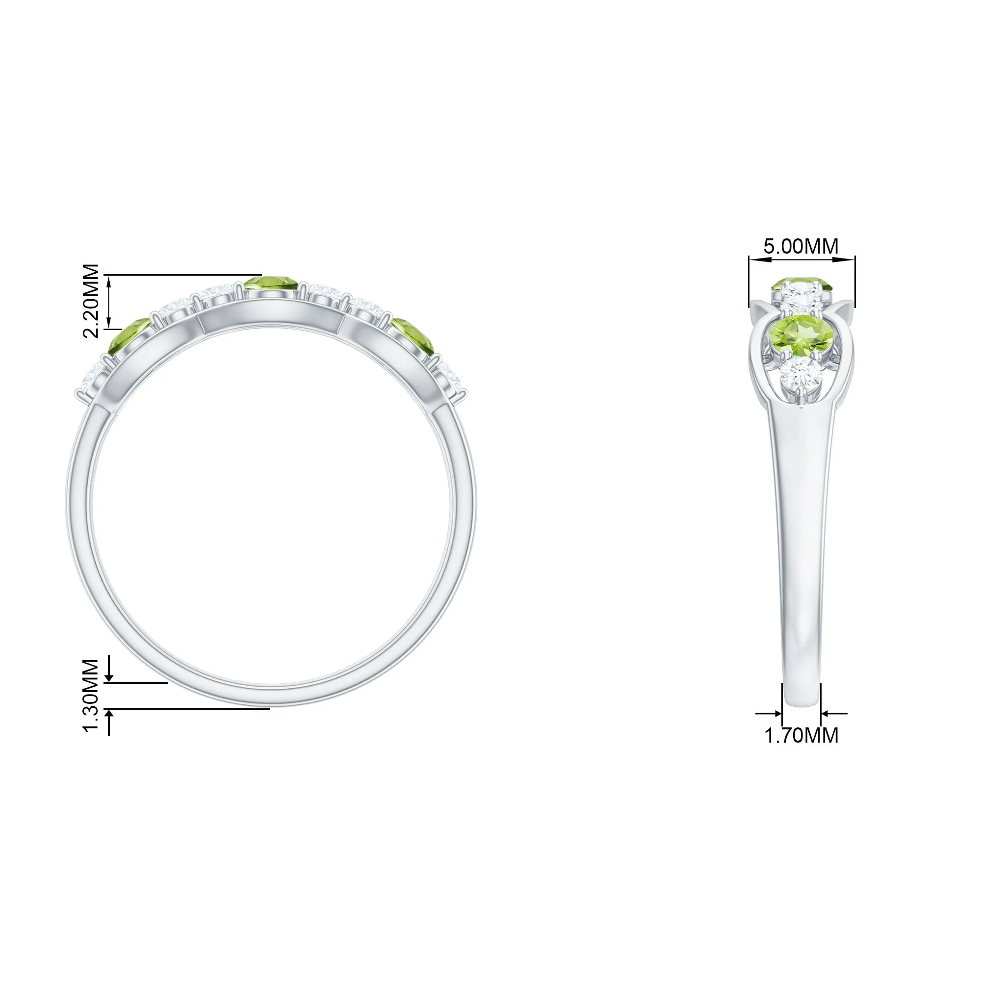 Peridot and Diamond Wedding Anniversary Ring
