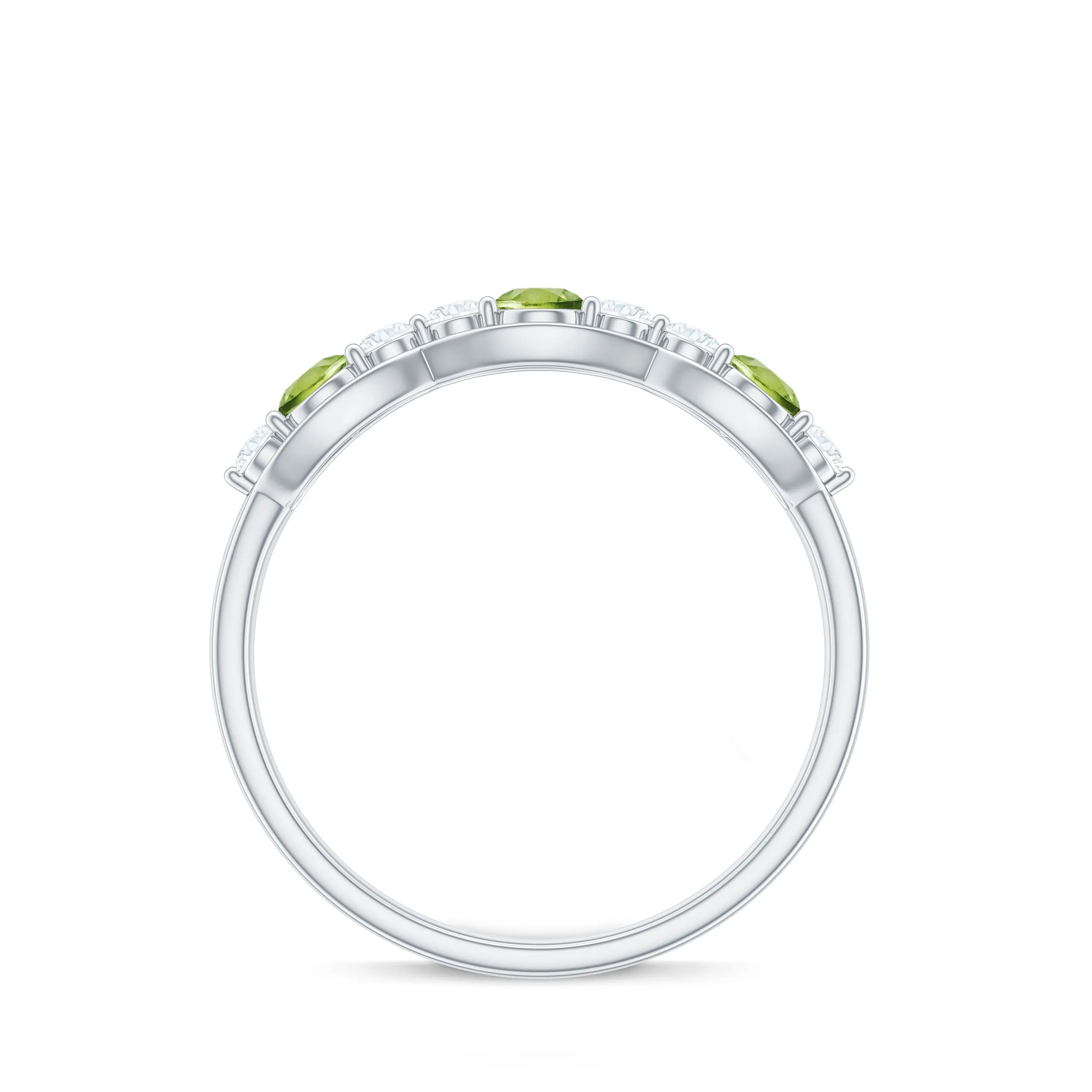 Peridot and Diamond Wedding Anniversary Ring