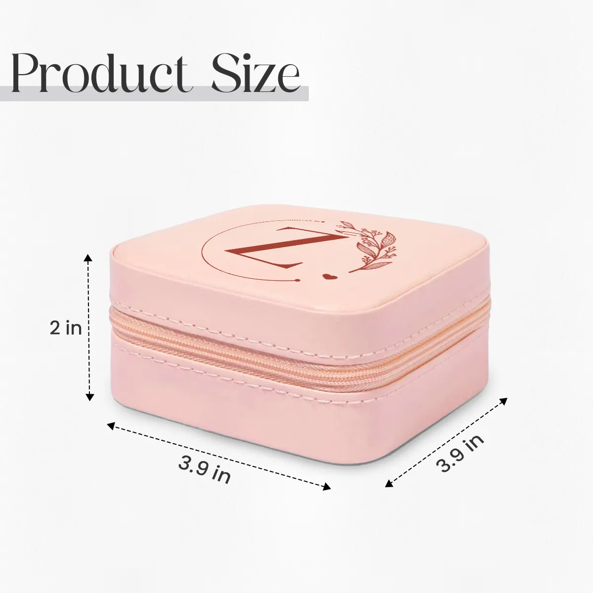 Personalized Jewelry Box, Pink Small Travel Jewelry Box with Initial Z, Monogrammed Jewelry Case Organizer for Girls Women Teen, Mini Travel Essentials Gifts for Christmas Birthday