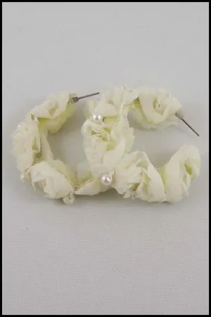 Petal and Pearl Hoop Earrings