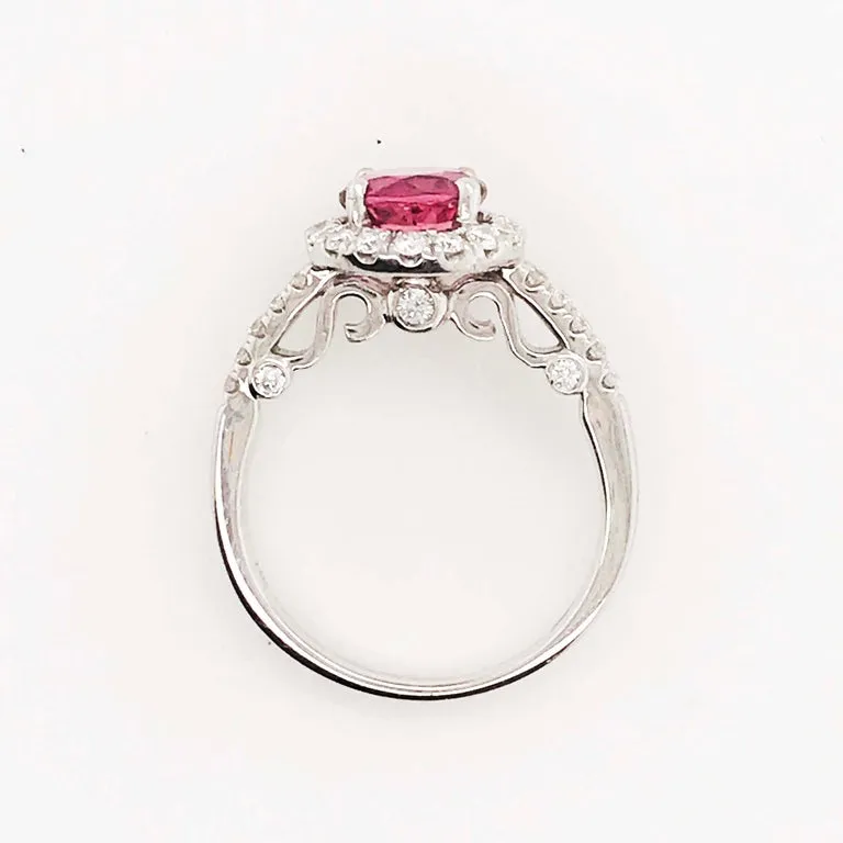 Pink Tourmaline & Diamond Halo Ring