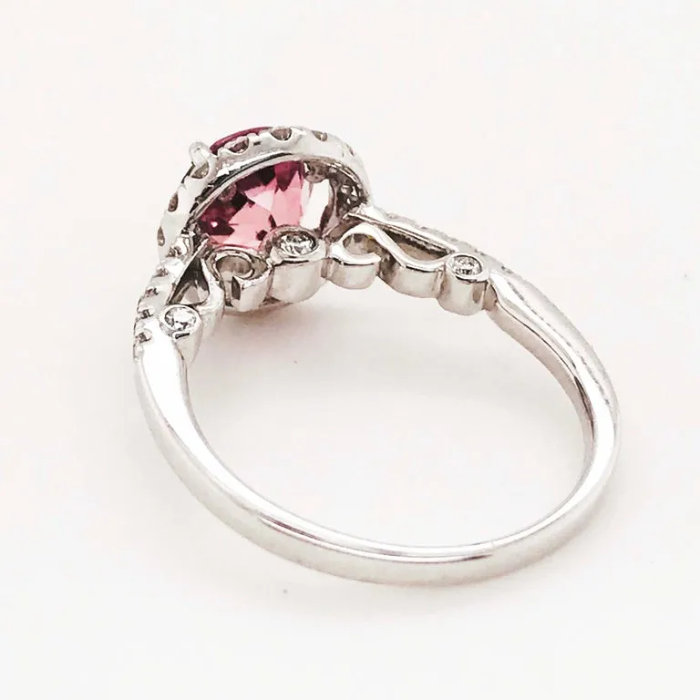 Pink Tourmaline & Diamond Halo Ring
