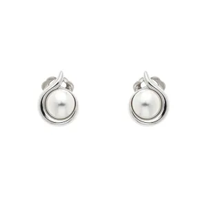 Platinum & Pearl Curl Clip Earrings