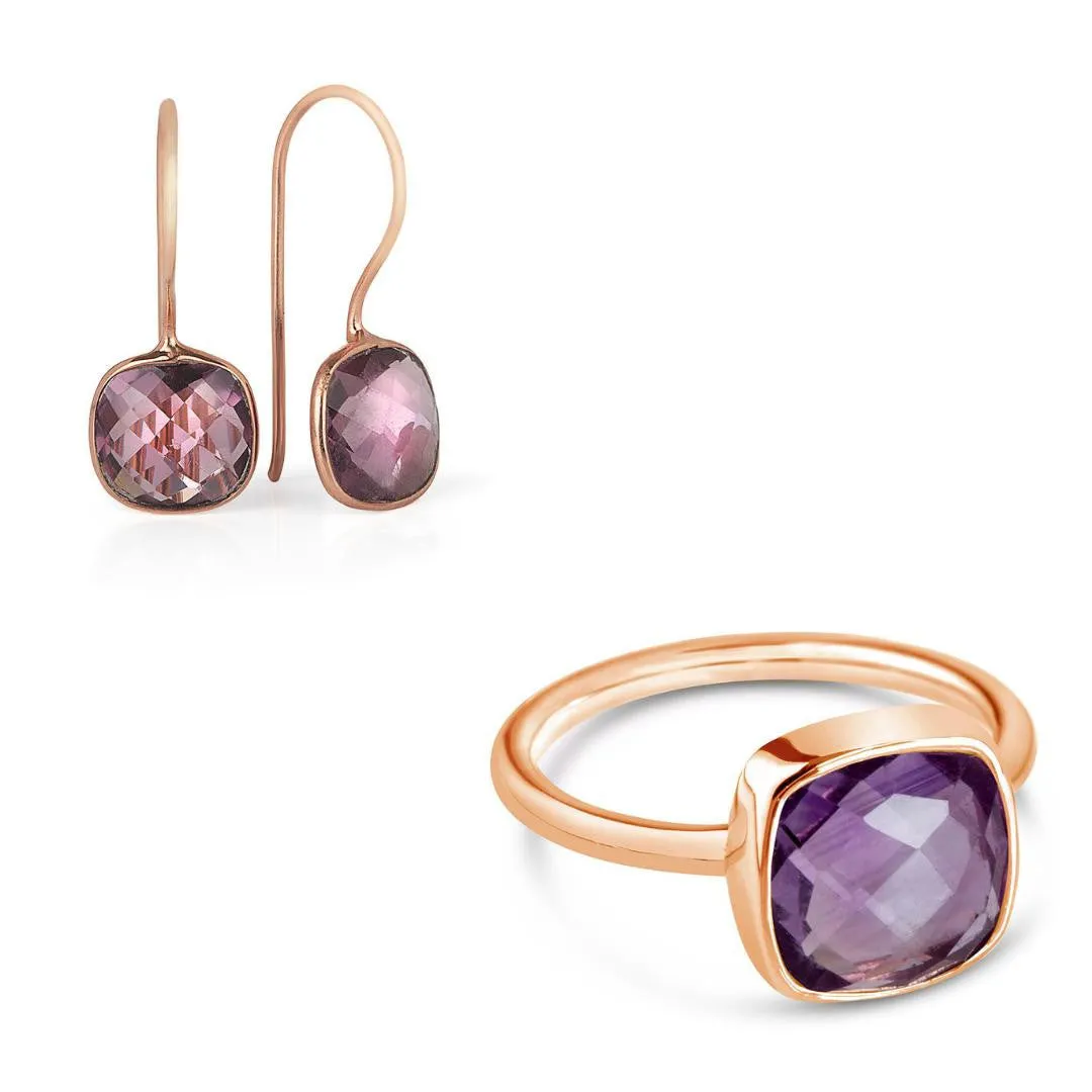 Purple Amethyst Cocktail Ring | Rose Gold