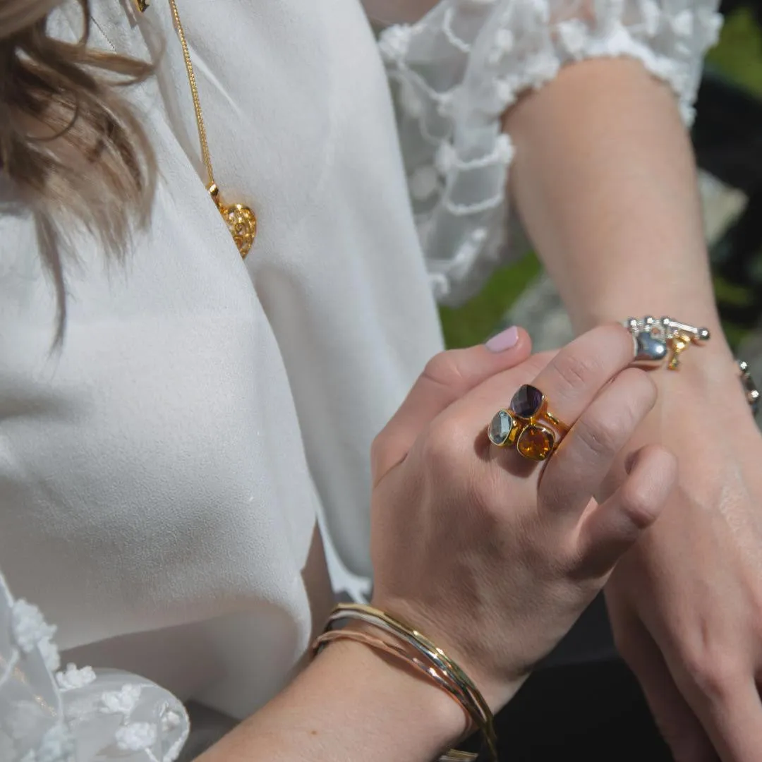 Purple Amethyst Cocktail Ring | Rose Gold