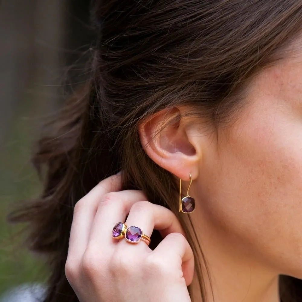 Purple Amethyst Cocktail Ring | Rose Gold