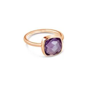 Purple Amethyst Cocktail Ring | Rose Gold