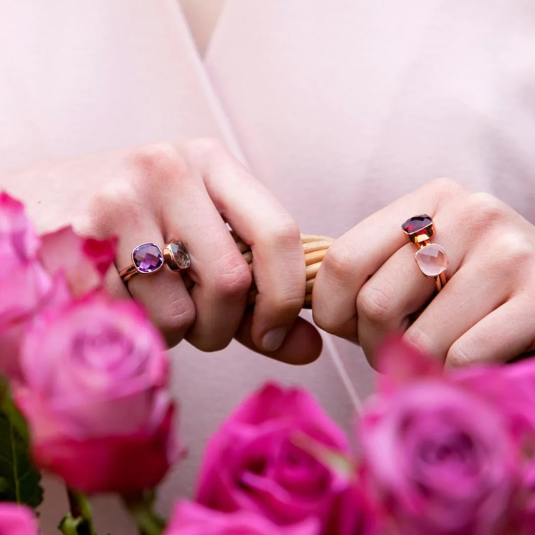 Purple Amethyst Cocktail Ring | Rose Gold
