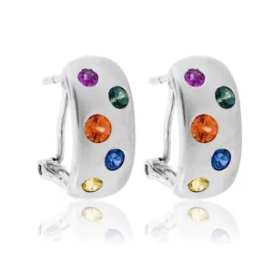 Rainbow Sapphire Flush Set Earrings