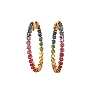 Rainbow Sapphire Hoop Earrings