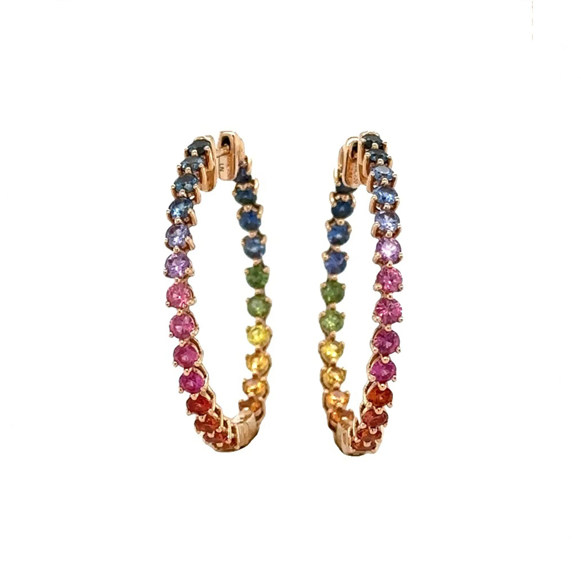 Rainbow Sapphire Hoop Earrings
