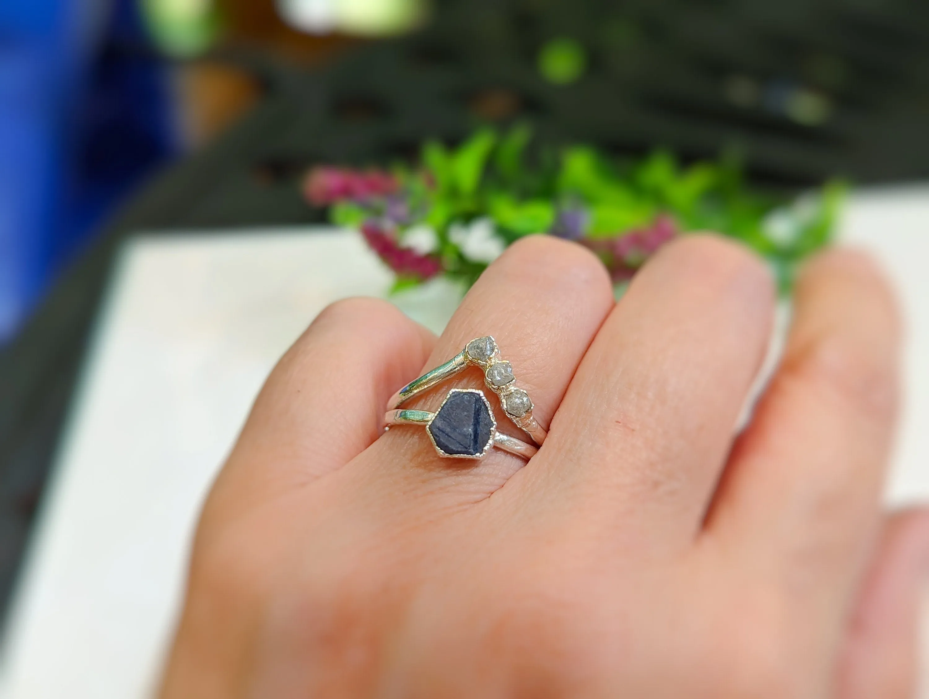Raw Blue Sapphire ring