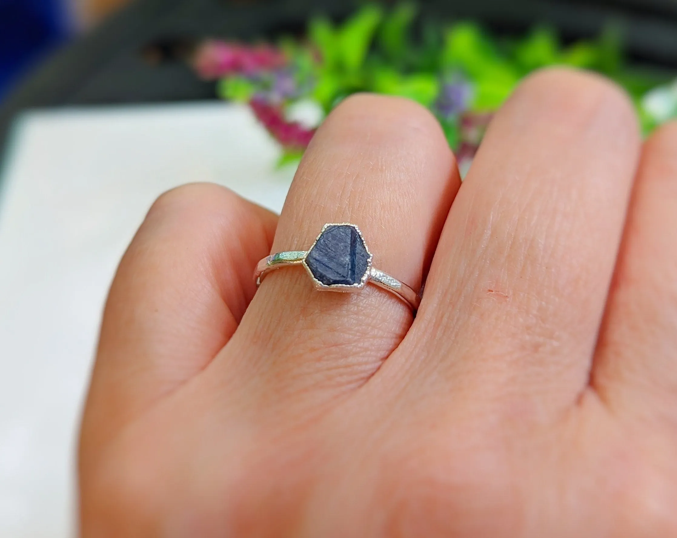 Raw Blue Sapphire ring