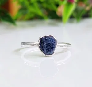 Raw Blue Sapphire ring