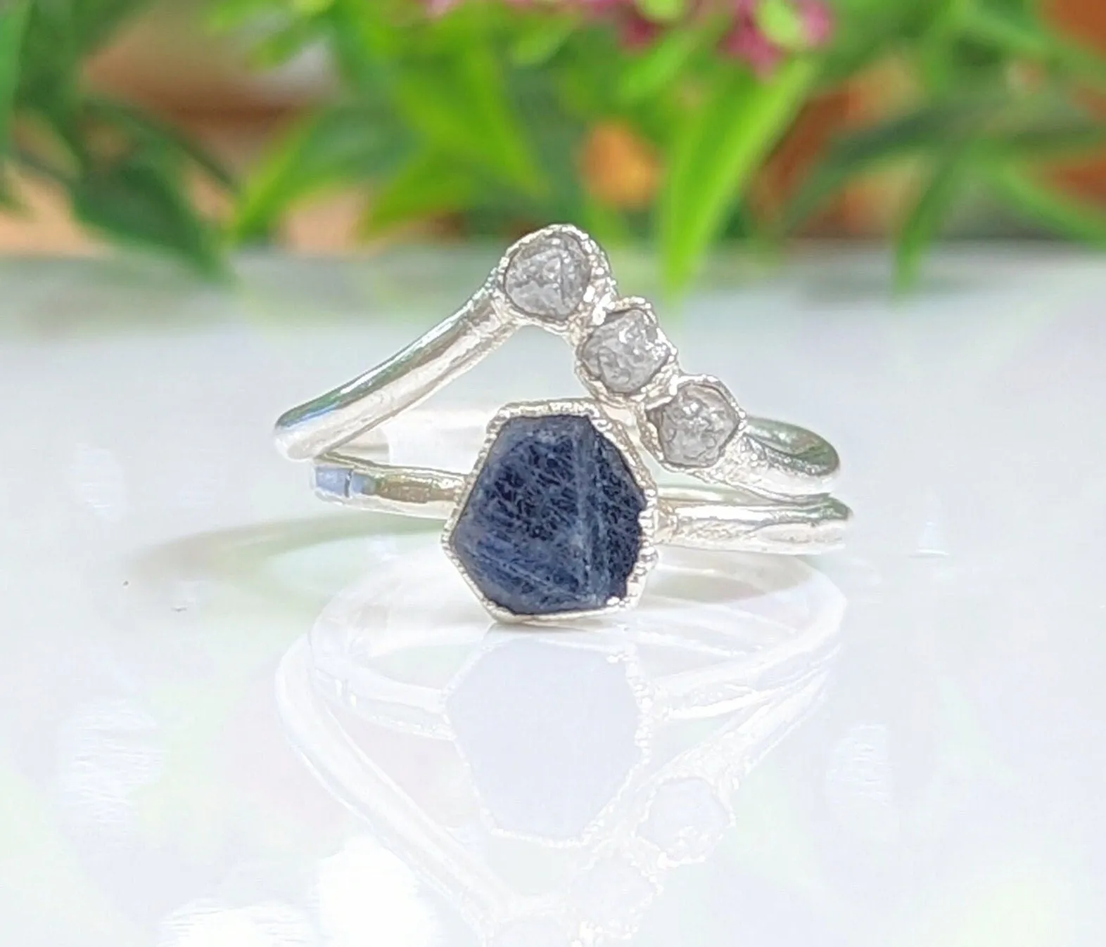 Raw Blue Sapphire ring