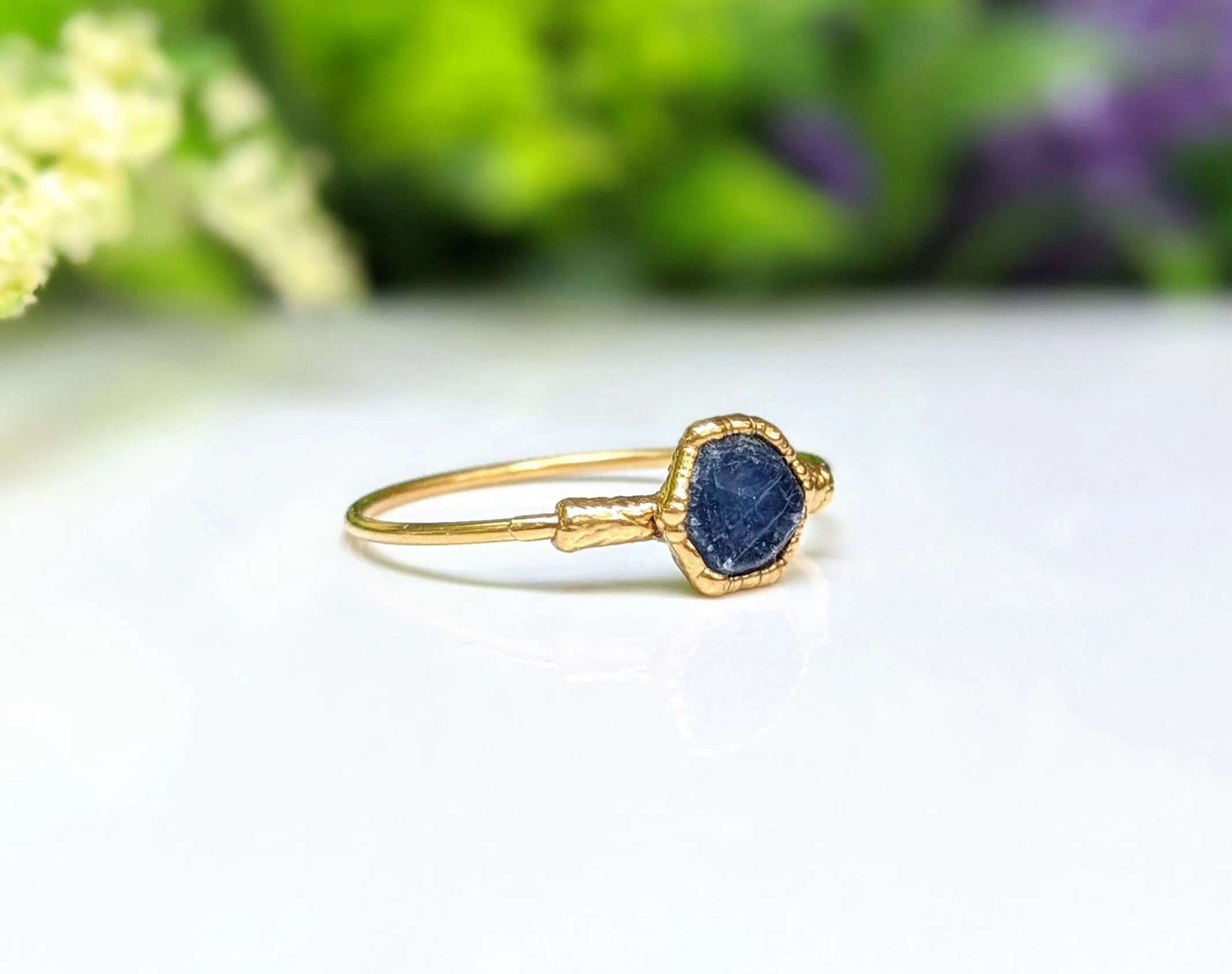 Raw Blue Sapphire ring