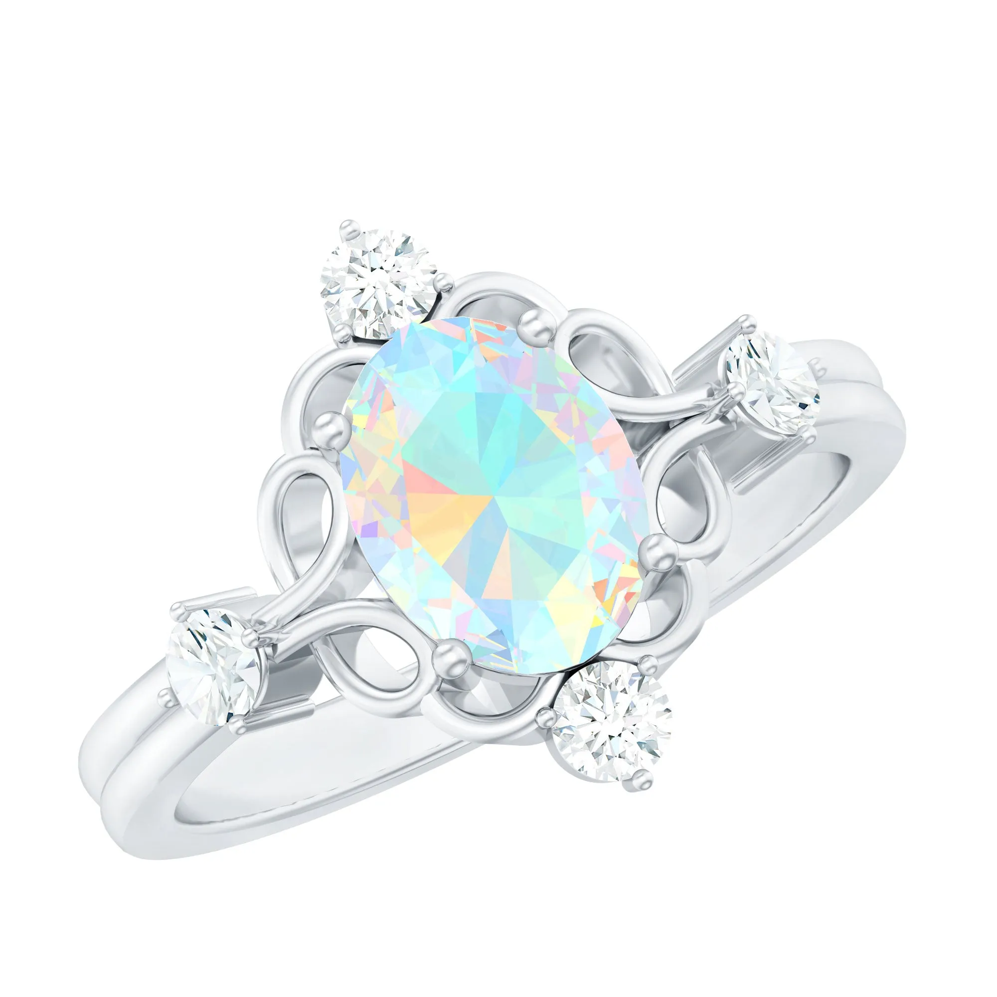 Real Ethiopian Opal and Diamond Cocktail Ring