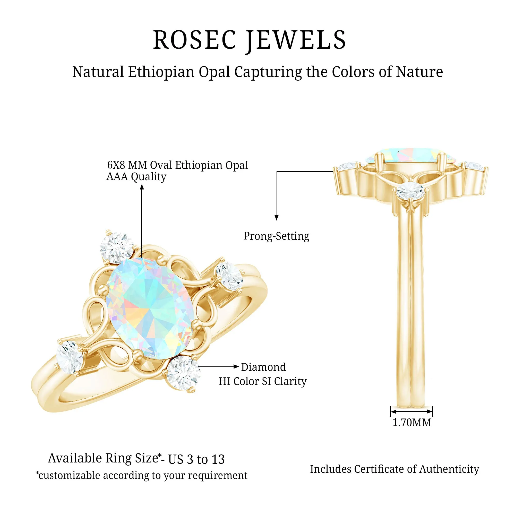 Real Ethiopian Opal and Diamond Cocktail Ring