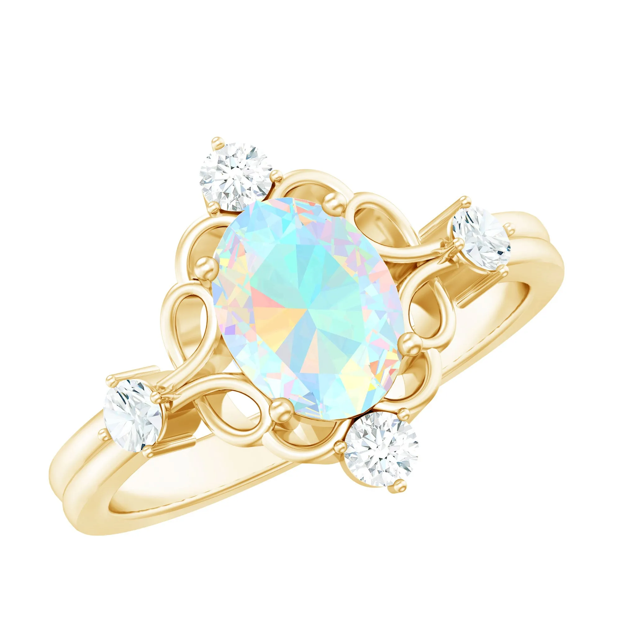 Real Ethiopian Opal and Diamond Cocktail Ring