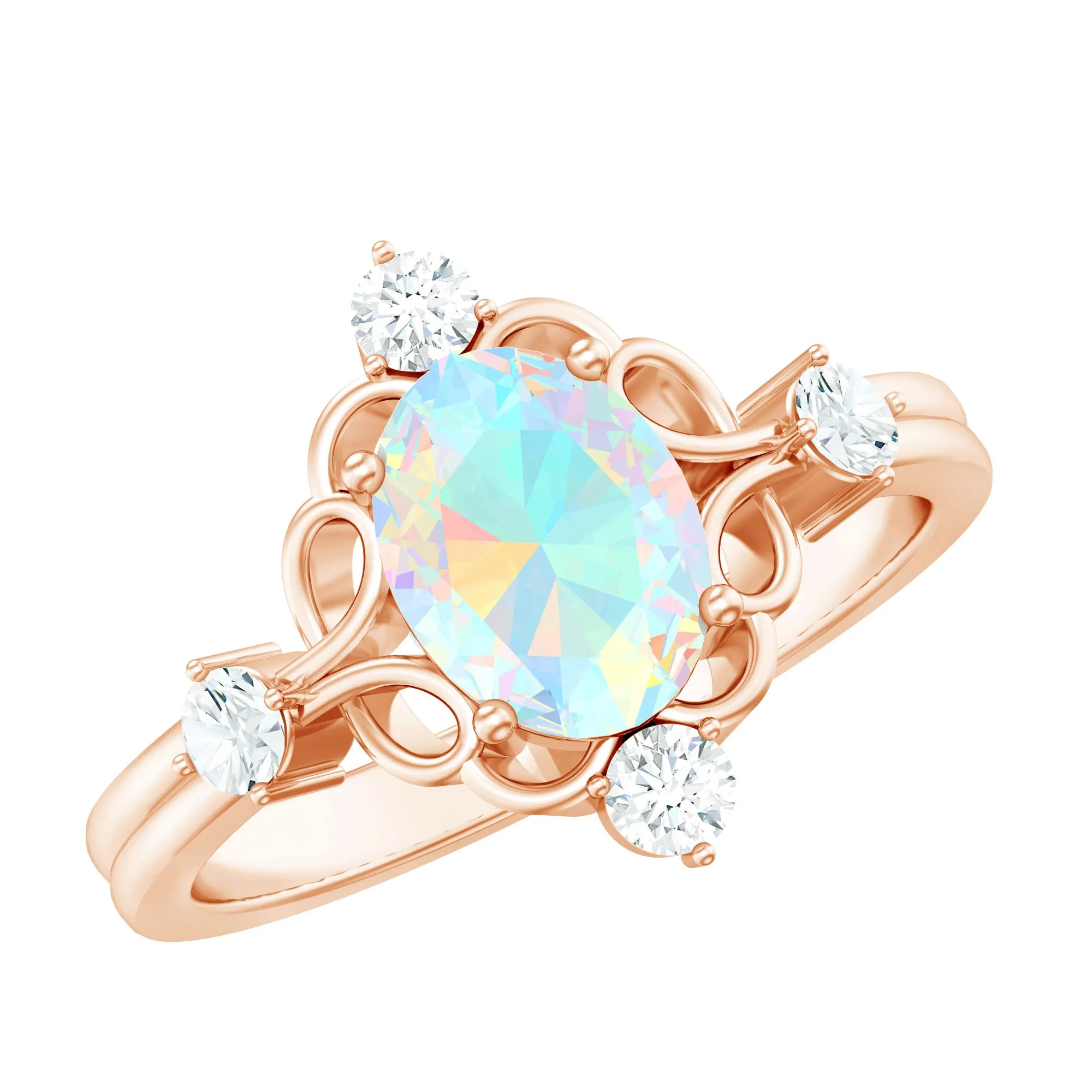 Real Ethiopian Opal and Diamond Cocktail Ring