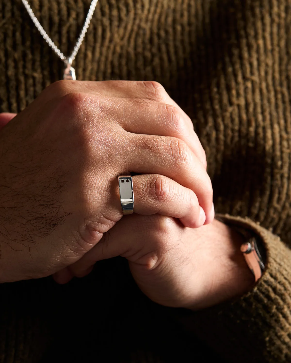 Rectangle Stone Signet Ring | White Gold