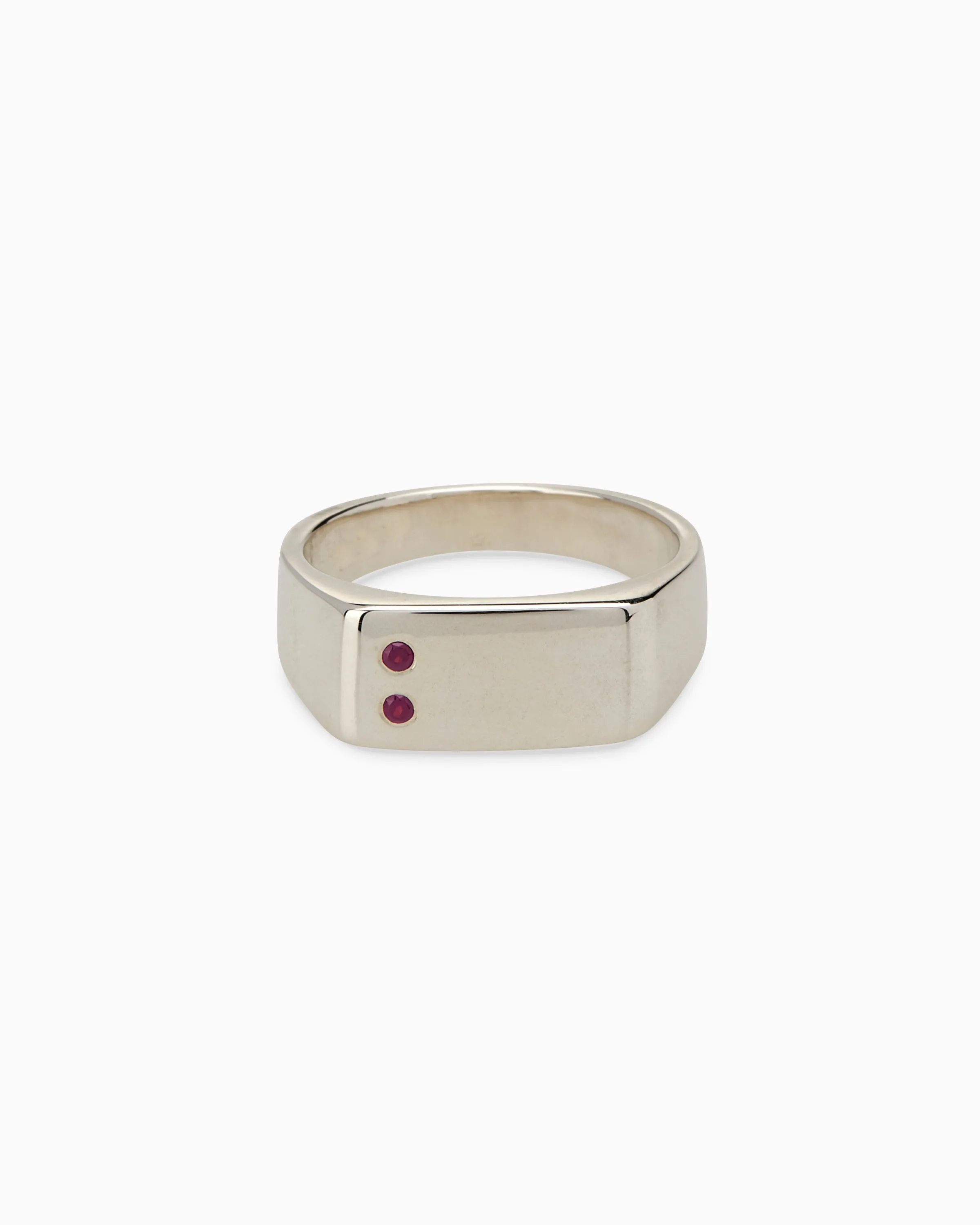 Rectangle Stone Signet Ring | White Gold