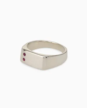 Rectangle Stone Signet Ring | White Gold