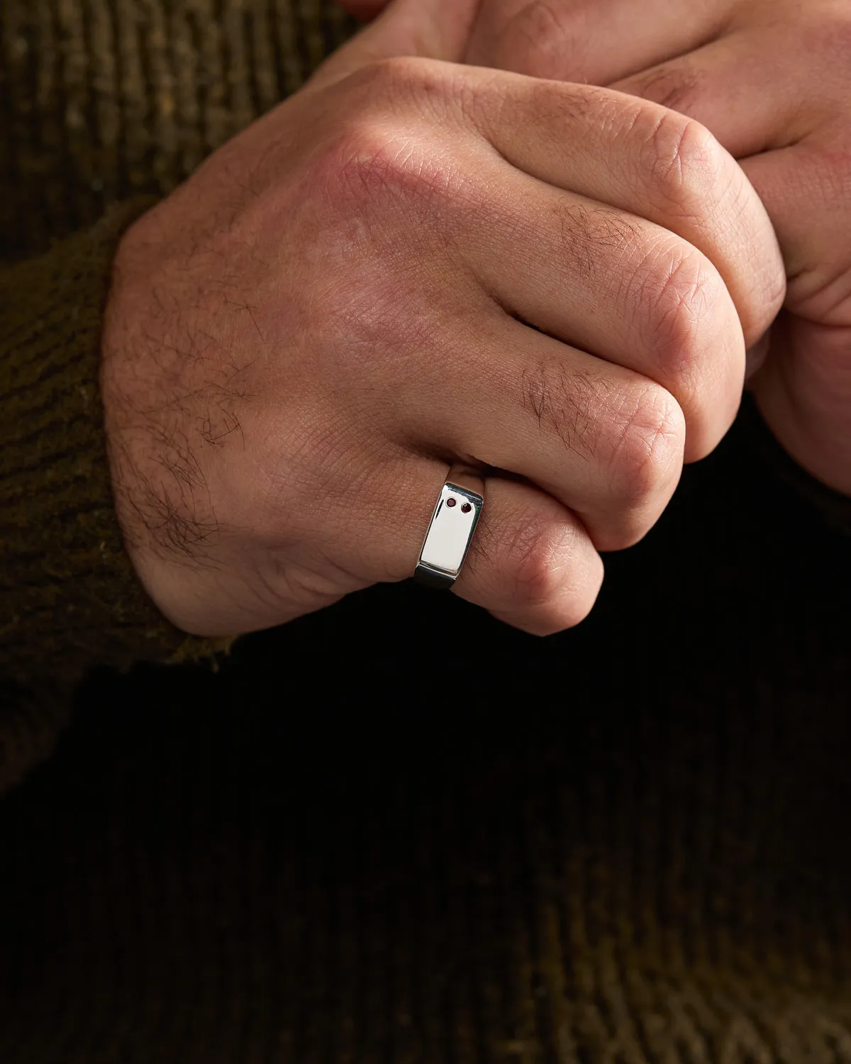 Rectangle Stone Signet Ring | White Gold