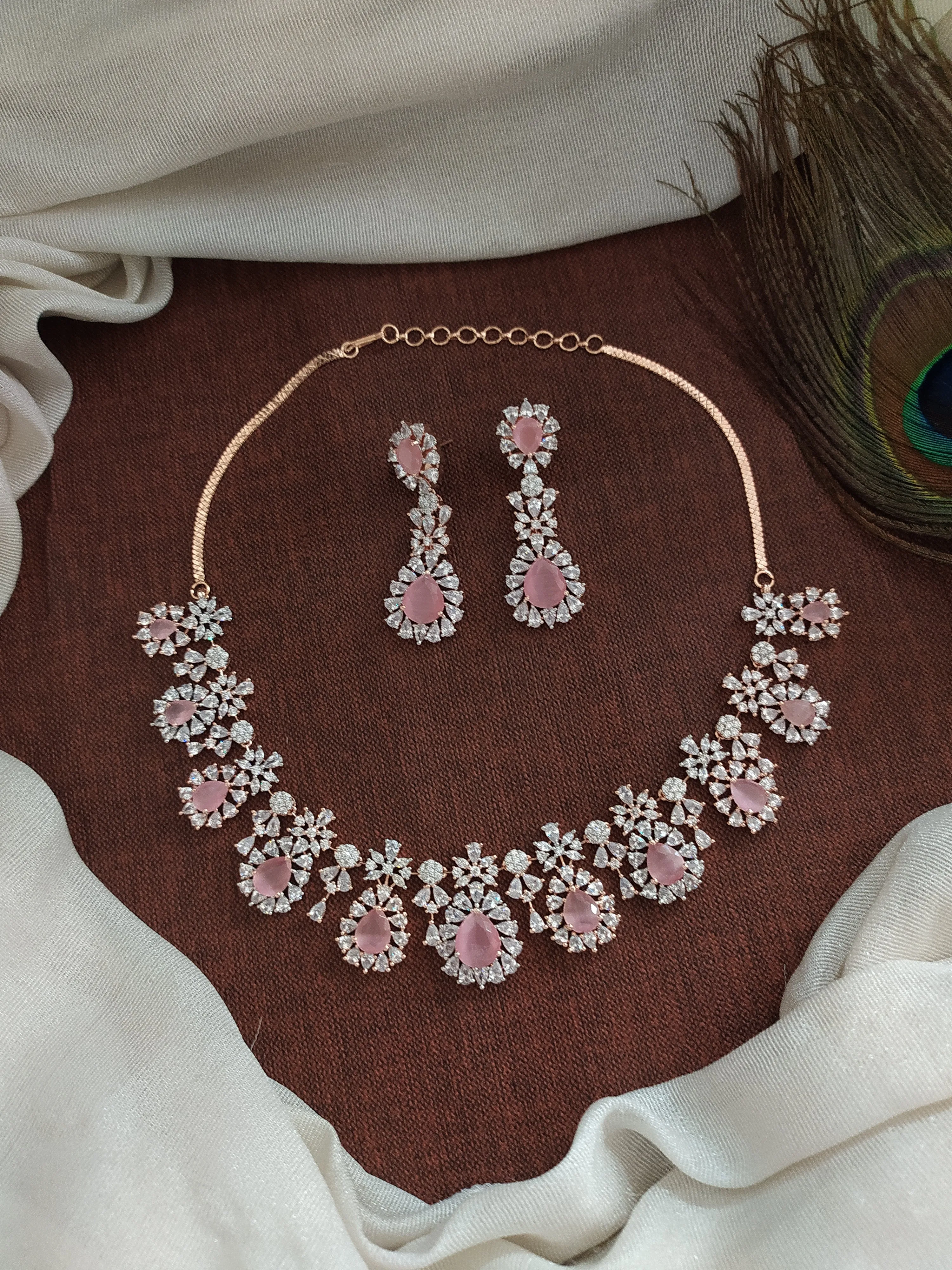 Rose-Gold Plated Beautiful Zircon Necklace Set
