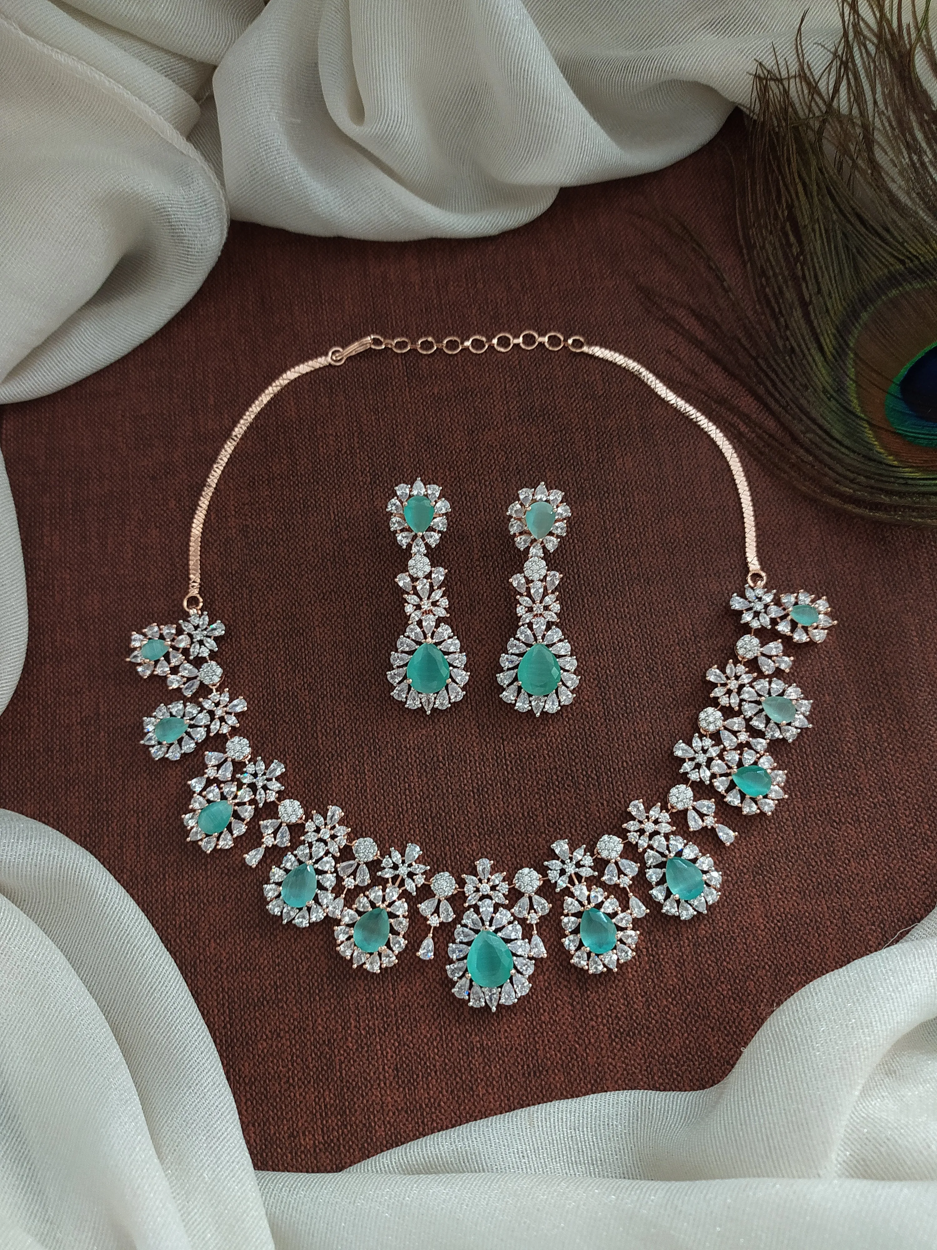 Rose-Gold Plated Beautiful Zircon Necklace Set