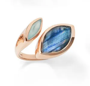 Rose Gold Ring Labradorite Celestine