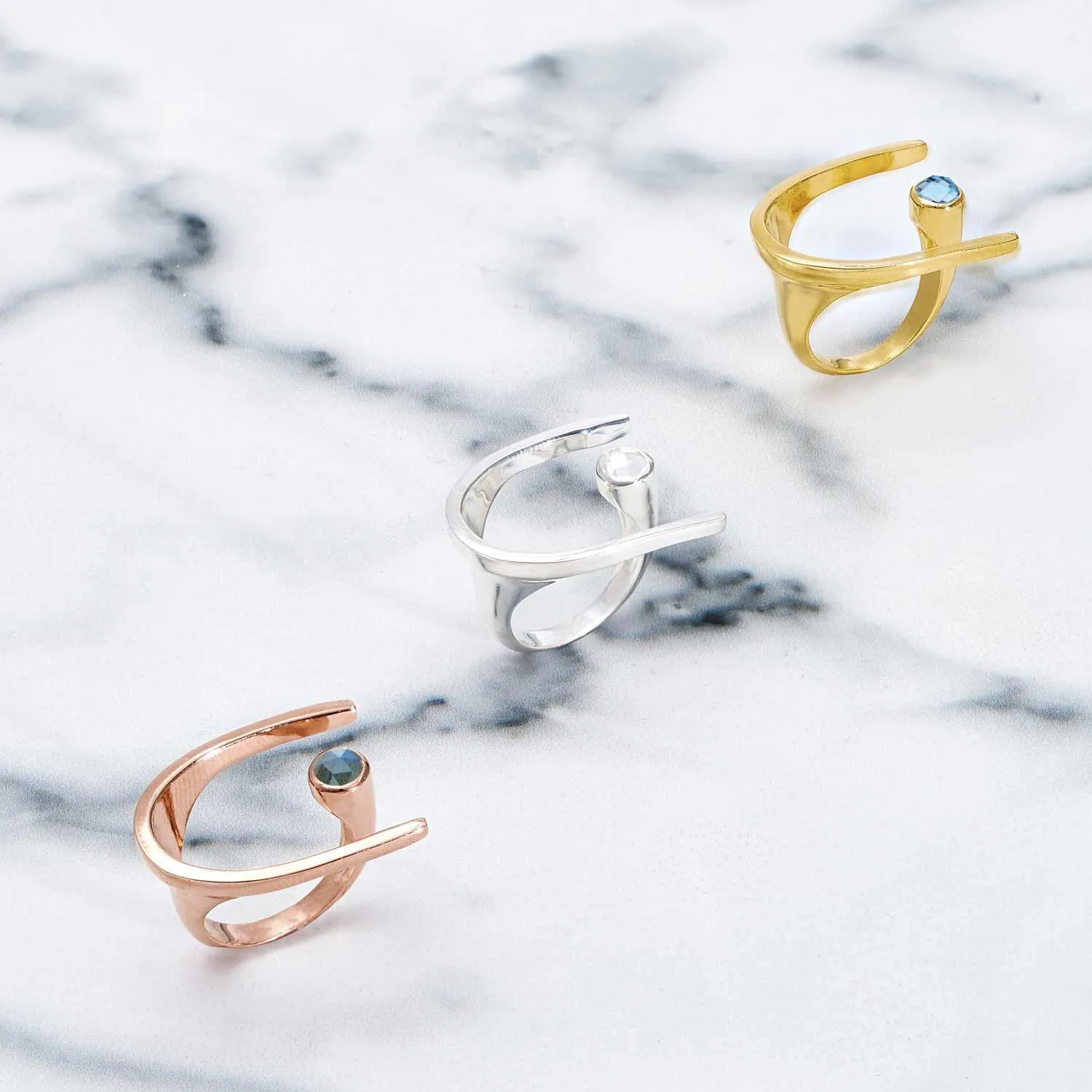 Rose Gold Ring Labradorite Lunaria