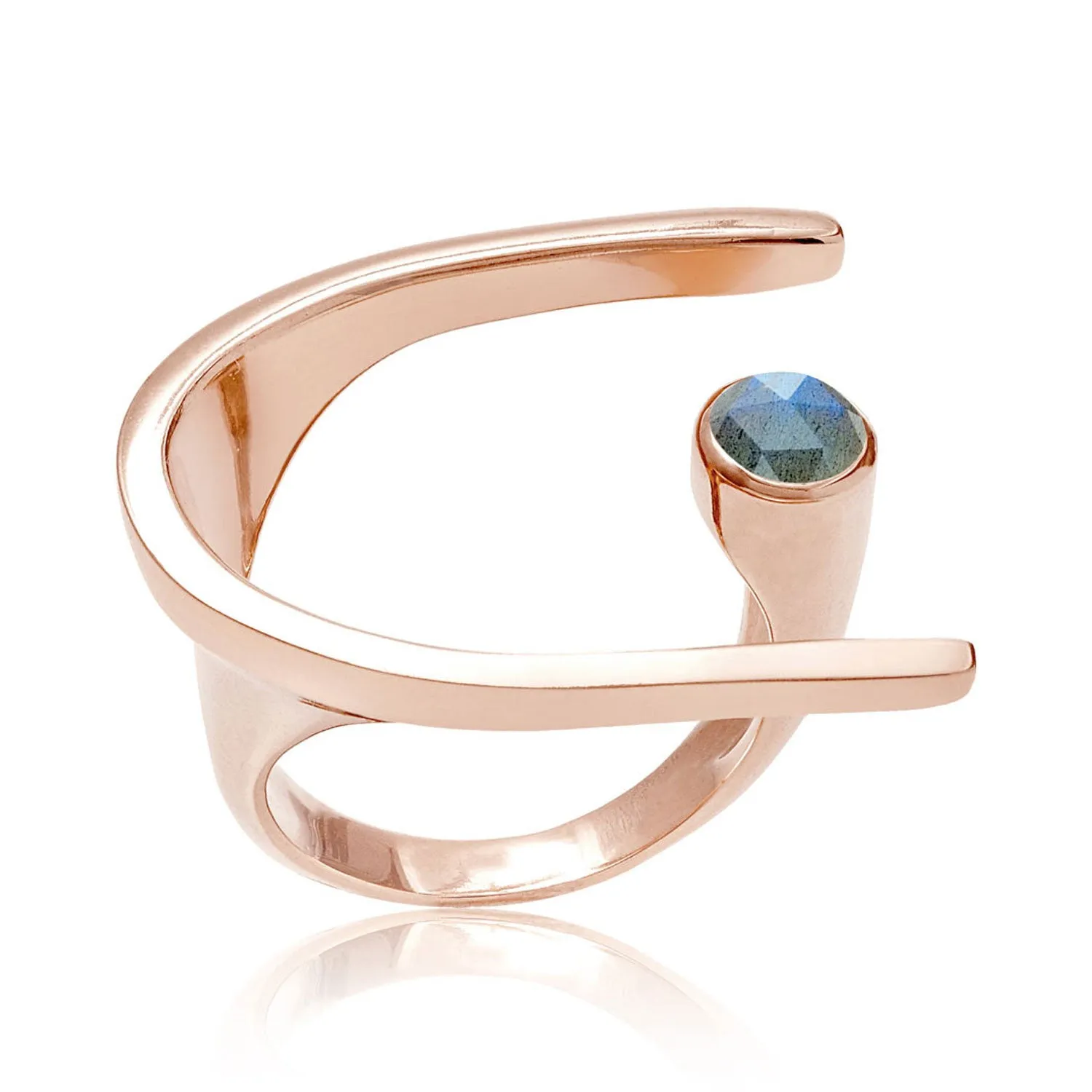 Rose Gold Ring Labradorite Lunaria