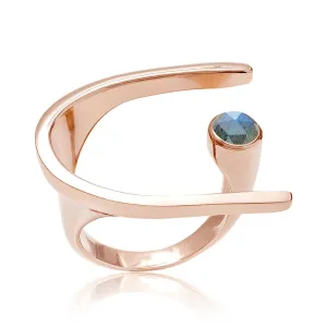 Rose Gold Ring Labradorite Lunaria