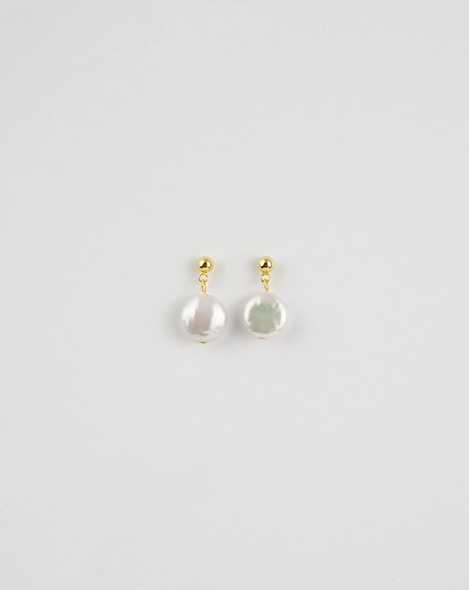 Round Button Pearl Earrings