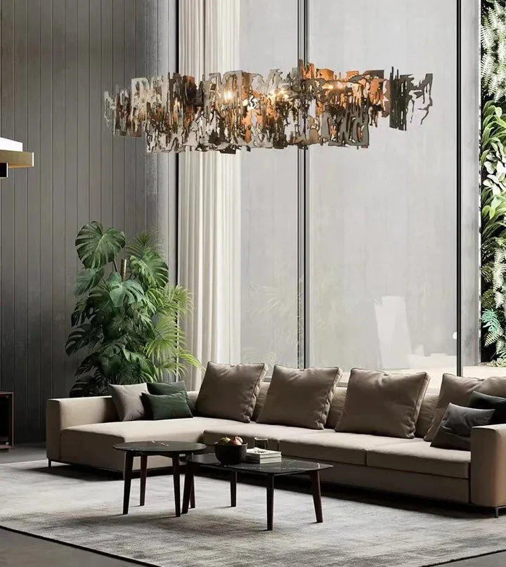 Rylight Irregular Rectangle Iron Pendant Chandelier