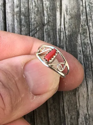 S Design Coral Navajo ring