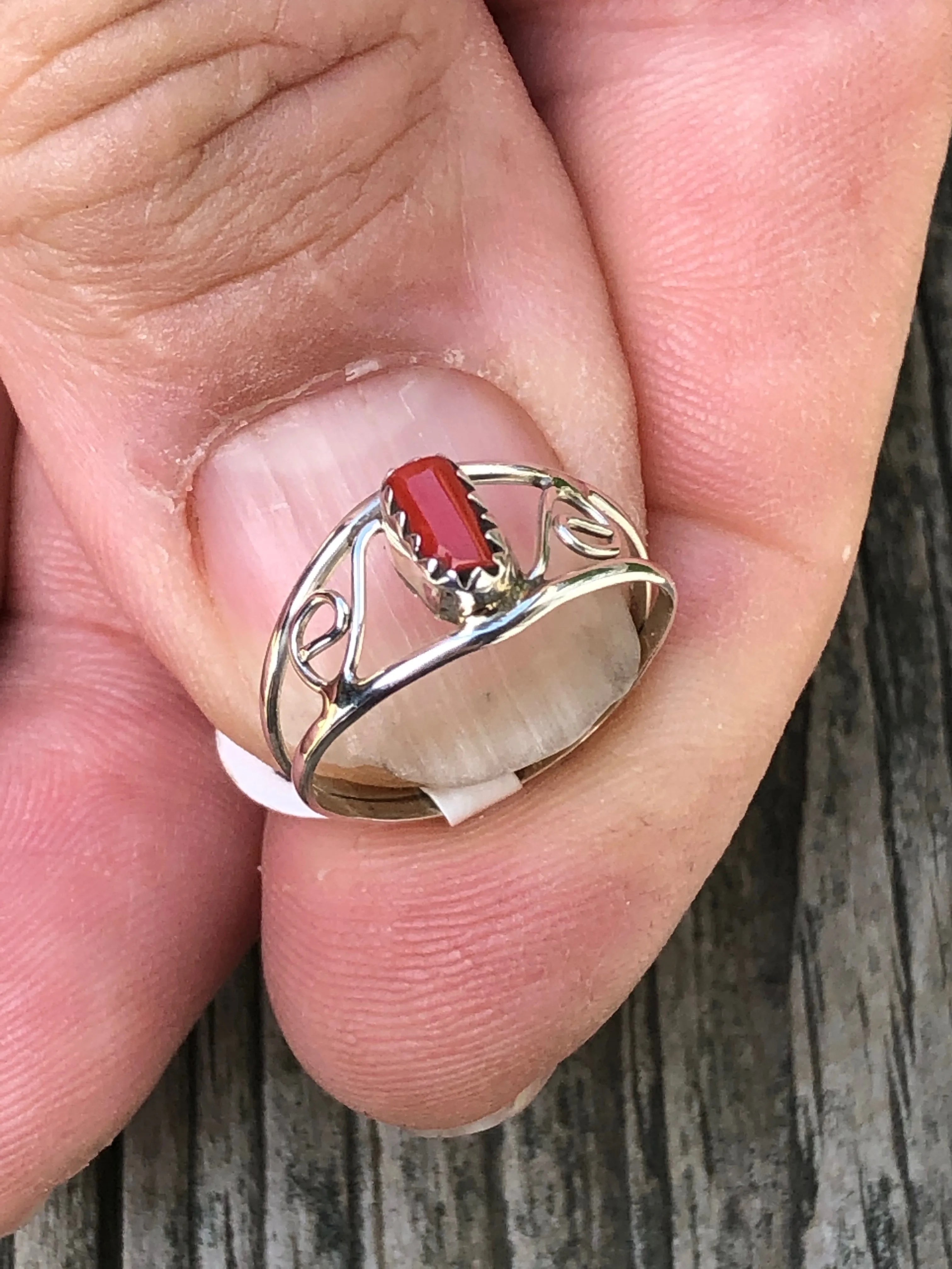 S Design Coral Navajo ring