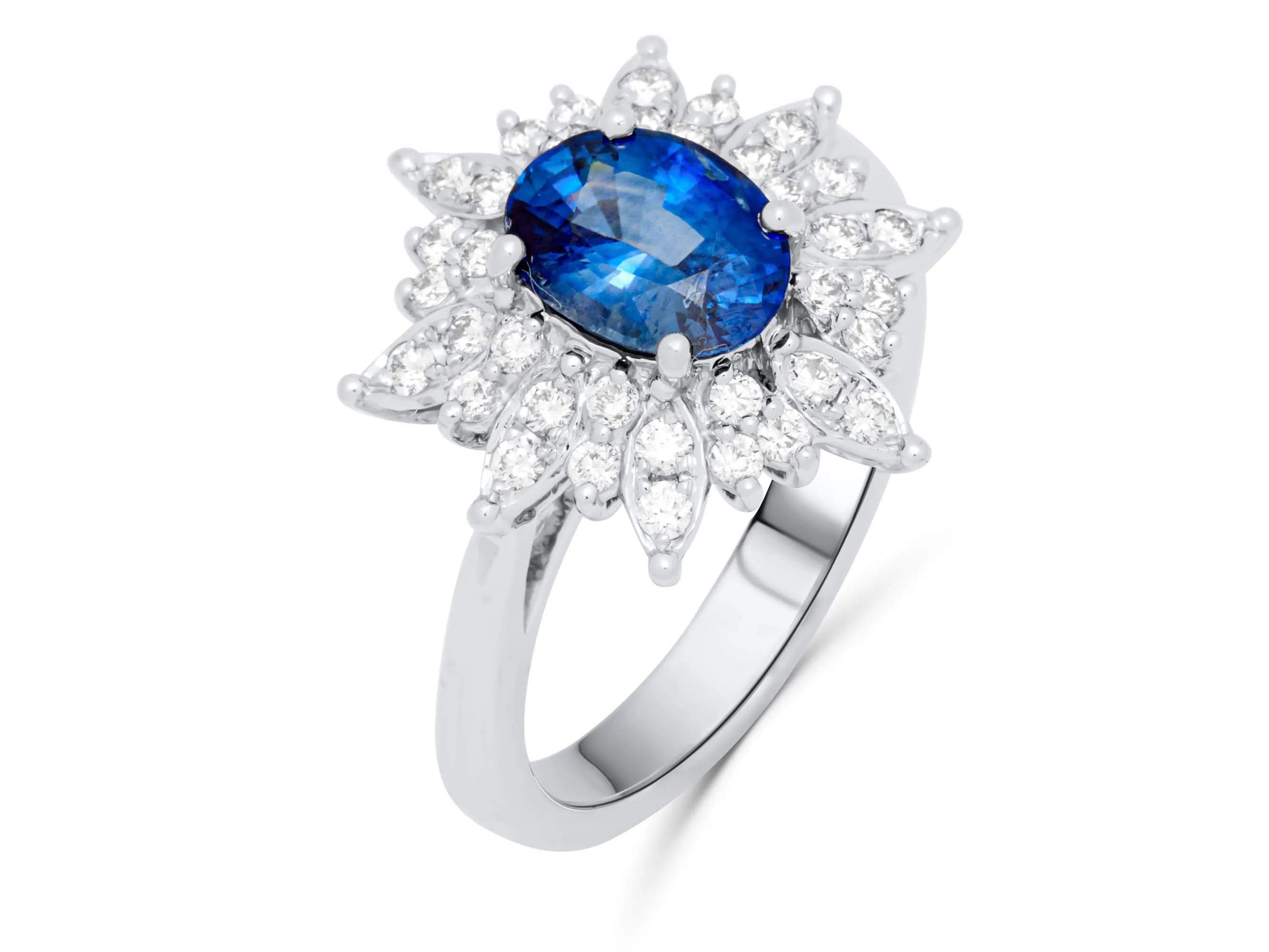 Sapphire North Star Platinum Ring