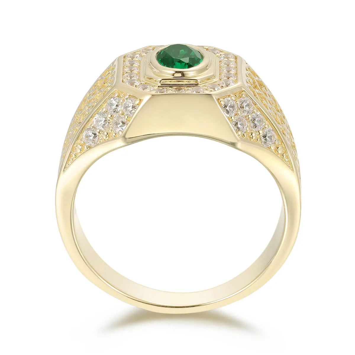 Signet Style Oval Cut Stone Ring With Diamond Border