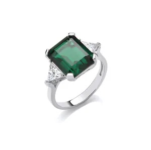 Silver Vintage Vegas Ring with Emerald Cubic Zirconia