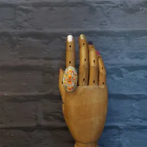 Spring Flowers Enamel  Cocktail Ring