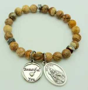 St. Jude Patron of Lost Causes Semi-precious Mala Bead Bracelet