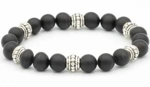 Sterling Silver Onyx Matte Balinese Natural Gemstone Bracelet