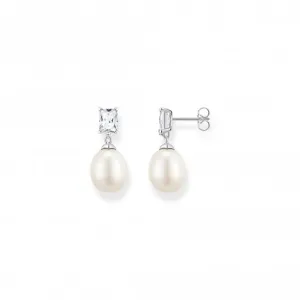 Sterling Silver Pearl Zirconia White Earrings H2241-167-14