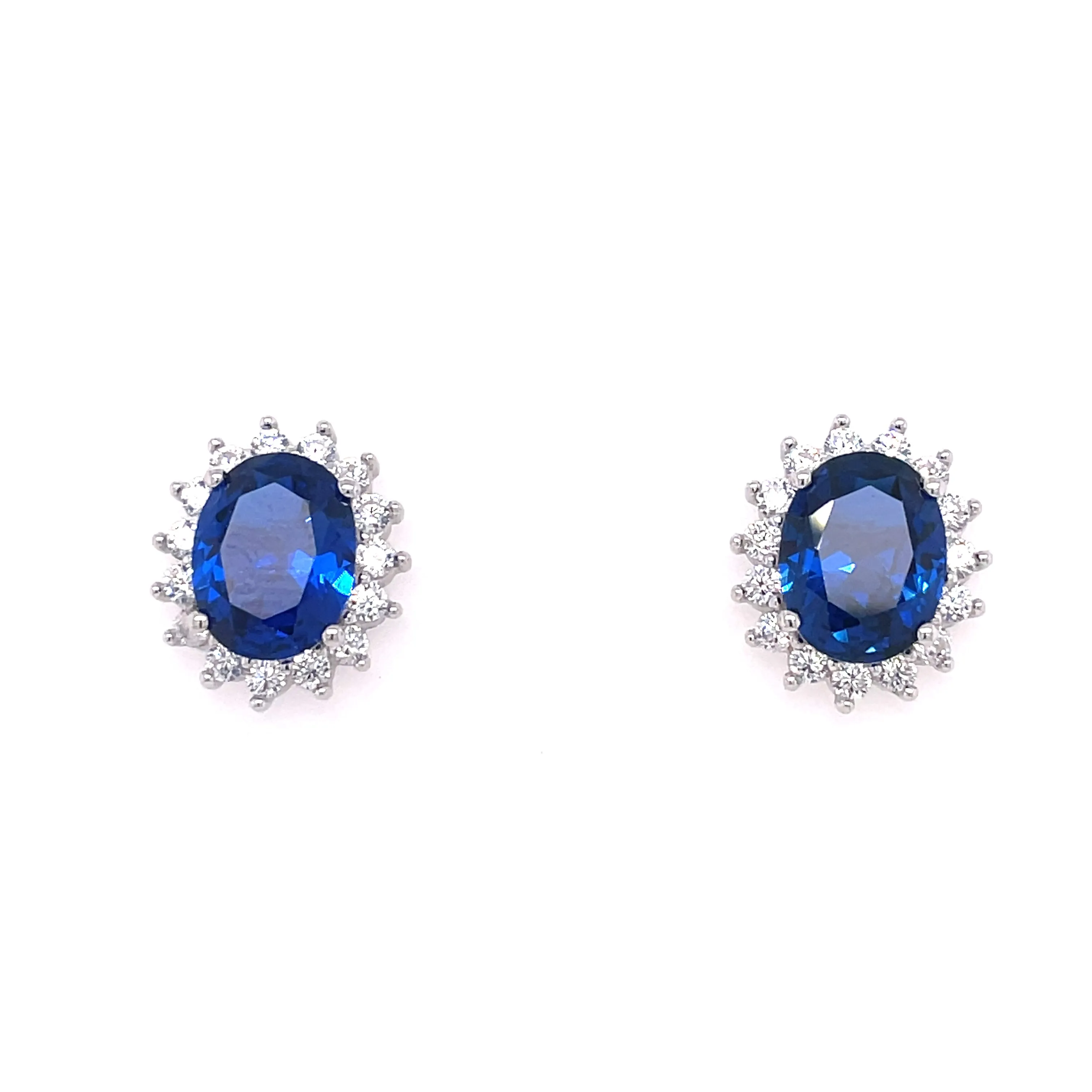 Sterling Silver Sapphire CZ Earrings